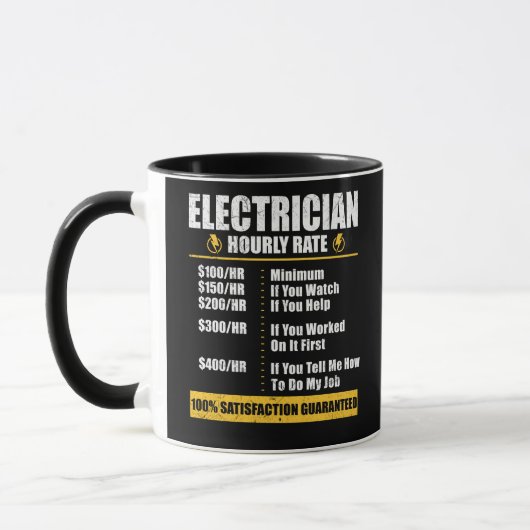 Electrice Hourly Rate Funny Lineman Dad Retro Mok (Links)