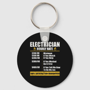 Electrice Hourly Rate Funny Lineman Dad Retro Sleutelhanger