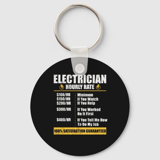 Electrice Hourly Rate Funny Lineman Dad Retro Sleutelhanger (Voorkant)
