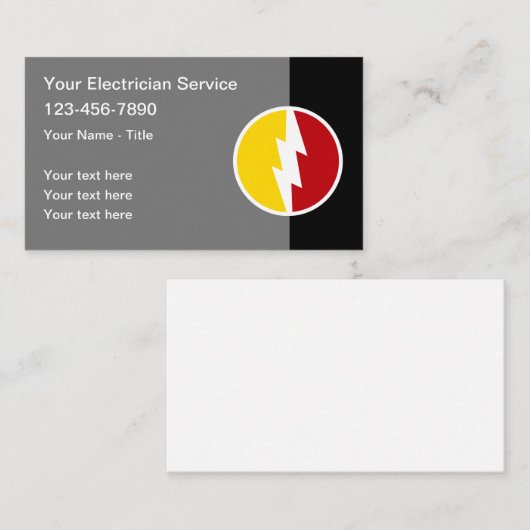 Electricia modern Power Emblem Editable Visitekaartje (Voorkant / Achterkant)