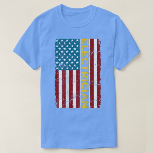 Electrician American Flag Cable Electrician Engine T-shirt (Design voorkant)