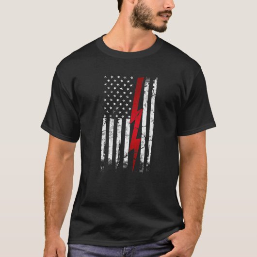 Electrician American Flag Electrical Engineering T-shirt (Voorkant)