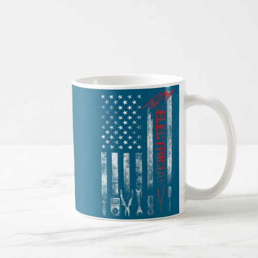 Electrician American Flag Funny Electricians Tools Koffiemok (Rechts)