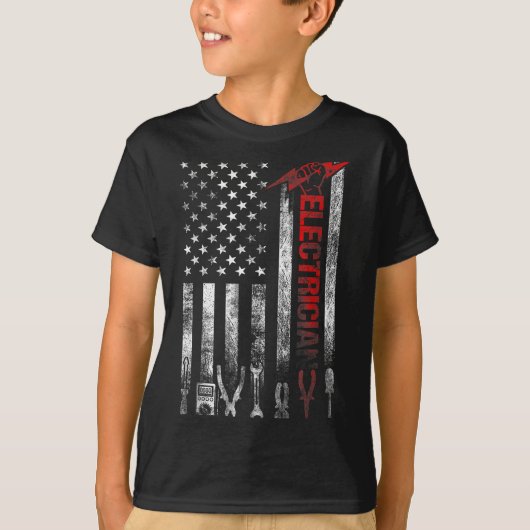 Electrician American Flag Funny Electricians Tools T-shirt (Voorkant)