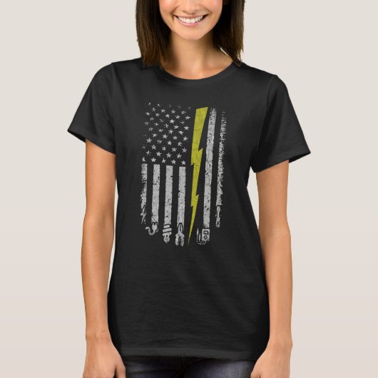 Electrician American US Flag Tools For Electrician T-shirt (Voorkant)