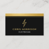 Electrician Black & Gold Metallic QR Code Visitekaartje (Voorkant)
