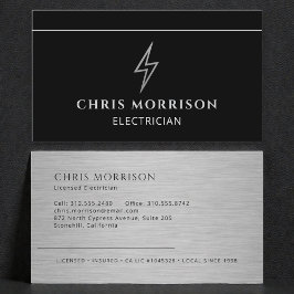 Electrician Black Silver Metallic Contractor Visitekaartje