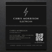 Electrician Black & Silver Professional QR Code Visitekaartje