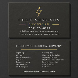 Electrician Electric Black Gold Slate Stone Visitekaartje