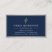 Electrician Electrical Contractor Metal Navy Blue Visitekaartje (Voorkant)