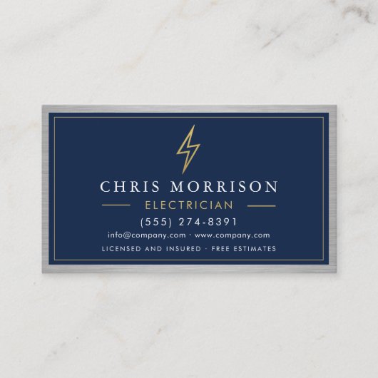 Electrician Electrical Contractor Metal QR Code Visitekaartje (Voorkant)