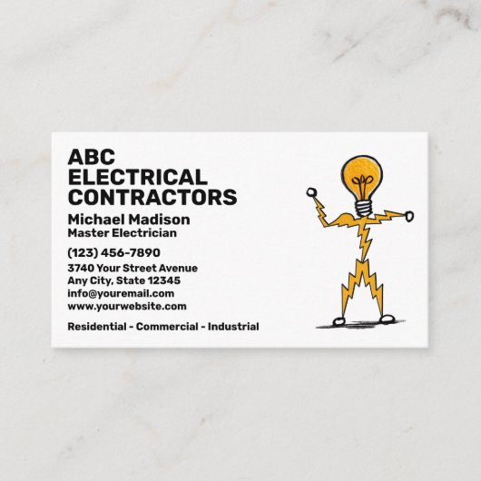 Electrician | Electrical Contractor Visitekaartje (Voorkant)