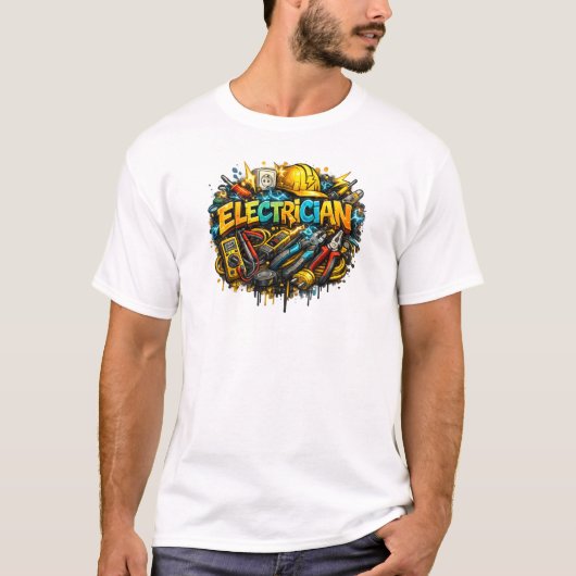 Electrician Graffiti Tools Street Art T-Shirt (Voorkant)
