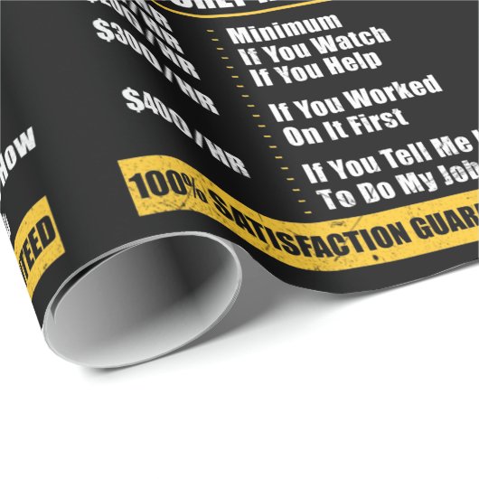 Electrician Hourly Rate Funny Lineman Dad Retro Cadeaupapier (Rol Hoek)