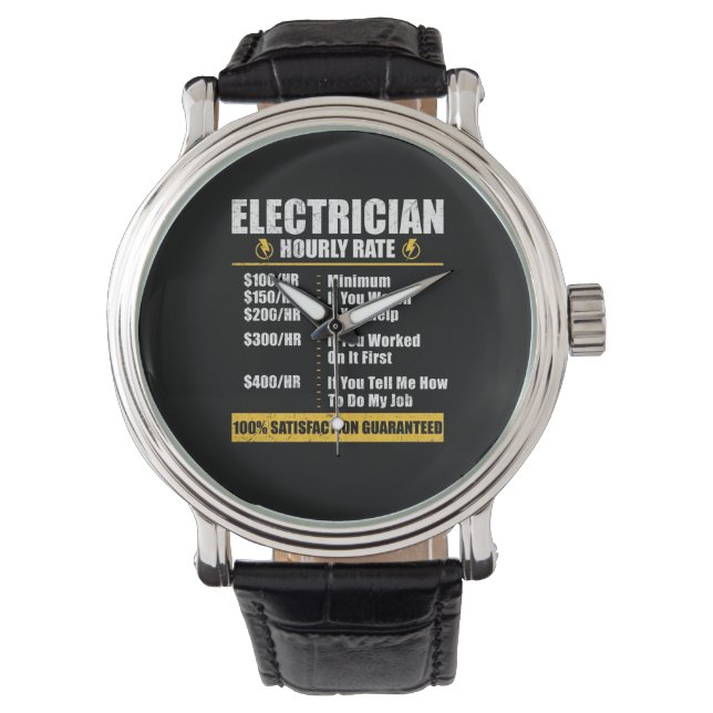 Electrician Hourly Rate Funny Lineman Dad Retro Horloge (Voorkant)