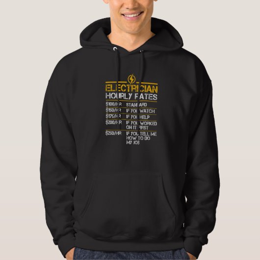 Electrician Hourly Rates Lineman Men Electrician D Hoodie (Voorkant)