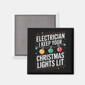 Electrician I Keep Yours Christmas Lights Lit Elec Magneet (Voorkant / Achterkant)