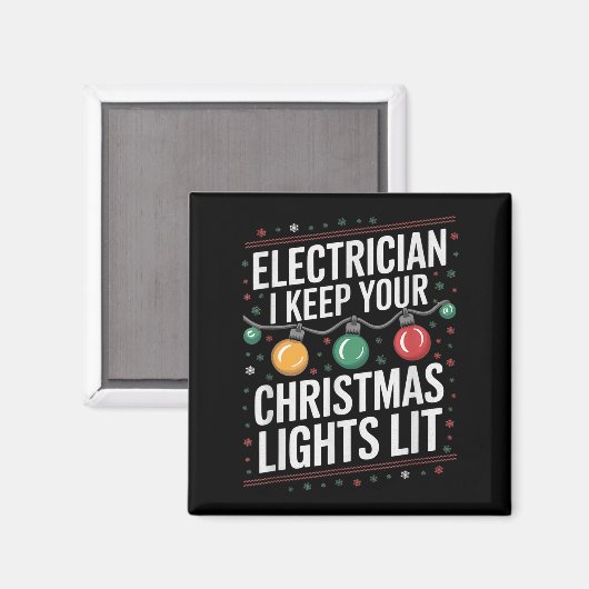 Electrician I Keep Yours Christmas Lights Lit Elec Magneet (Voorkant / Achterkant)