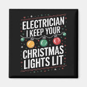 Electrician I Keep Yours Christmas Lights Lit Elec Magneet (Voorkant)