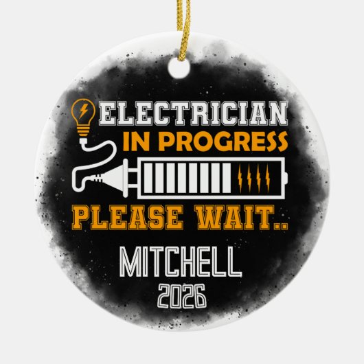 Electrician In Progress Graduation Keramisch Ornament (Voorkant)