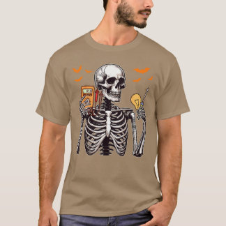 Electrician Job Horror Skeleton Halloweeneam Costu T-shirt