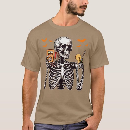 Electrician Job Horror Skeleton Halloweeneam Costu T-shirt (Voorkant)