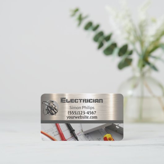 Electrician Metal Handyman Business card Visitekaartje (Staand voorkant)