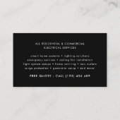 Electrician Modern Black Professional Electric Visitekaartje (Achterkant)