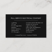 Electrician – Modern Electric Company Visitekaartje (Achterkant)