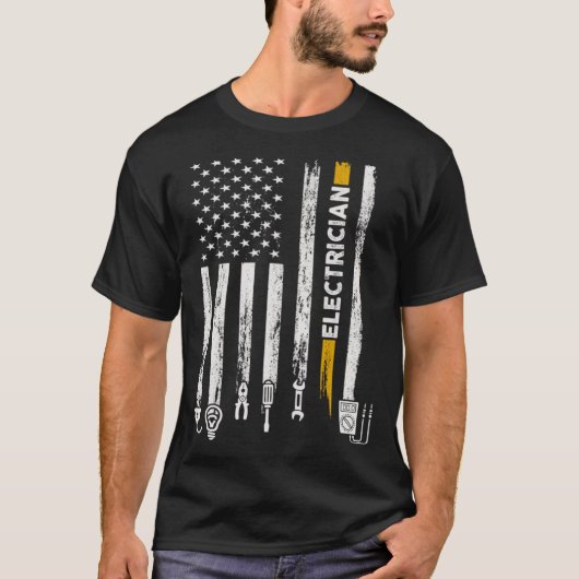 Electrician US Flag Electricians Tools Lineman Fat T-shirt (Voorkant)