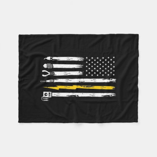Electrician US Flag Tools for Electricians  Fleece Deken (Voorkant (Horizontaal))