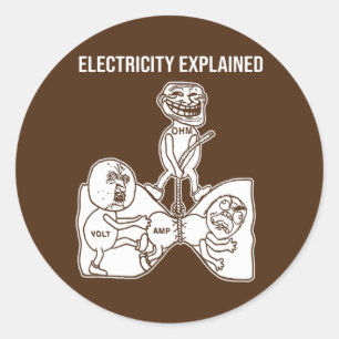 Electricity Explaated Electricity Physics Nerd Ronde Sticker
