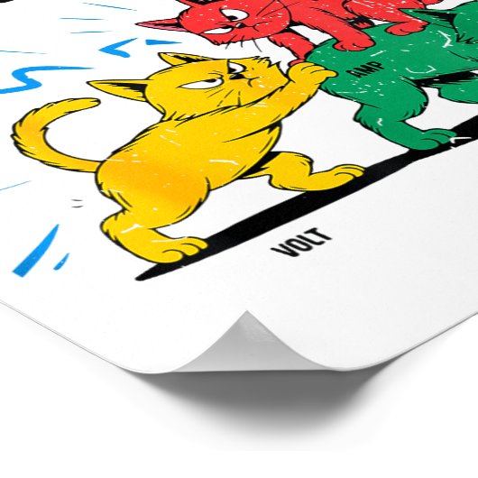 Electricity Explained Funny Cat Physics Humor Scie Poster (Hoek)