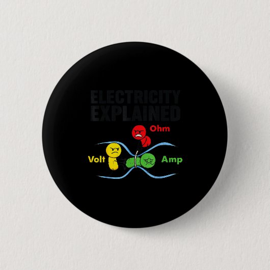 Electricity Explained Funny Geeky Physics Humor Sc Ronde Button 5,7 Cm (Voorkant)