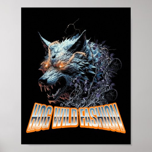 Electrified Wolf Chaos Animal Rage Energy  Poster (Voorkant)