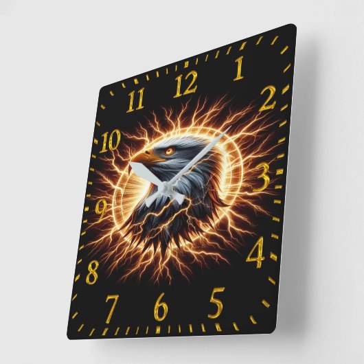 Electrifying Eagle Vierkante Klok (Hoek)