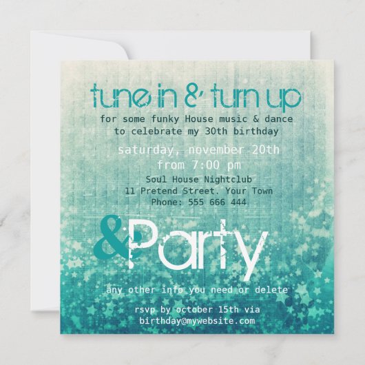 Electro Dreams Party Birthday Uitnodiging (Achterkant)