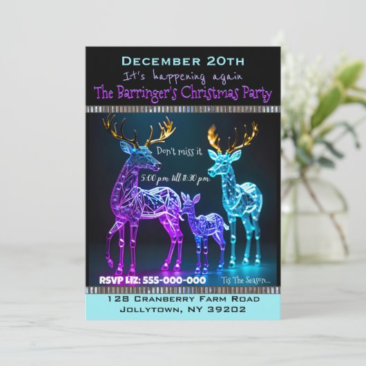 Electro Rendier Fun Kerstfeest Kaart (Staand voorkant)