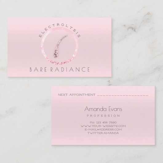 Electrolysis Hair Removal Appointes Wow Roze Afsprakenkaartje (Voorkant / Achterkant)
