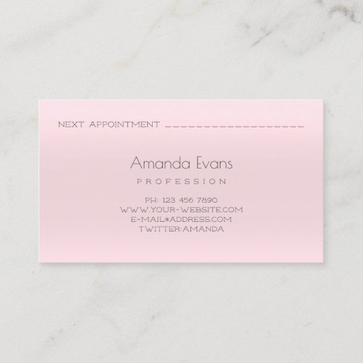 Electrolysis Hair Removal Appointes Wow Roze Afsprakenkaartje (Achterkant)