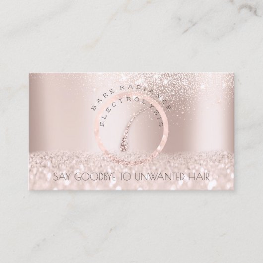 Electrolysis Hair Removal Appointment Roos Glitter Afsprakenkaartje (Voorkant)
