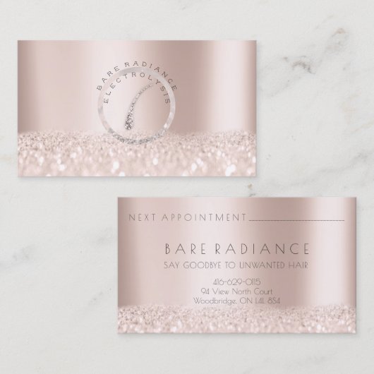 Electrolysis Hair Removal Appointment Roos Grey1 Afsprakenkaartje (Voorkant / Achterkant)