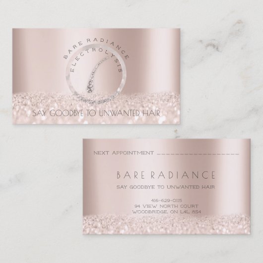 Electrolysis Hair Removal Appointment Roos Grey Afsprakenkaartje (Voorkant / Achterkant)