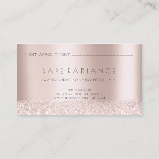 Electrolysis Hair Removal Appointment Roos Grey Afsprakenkaartje (Achterkant)