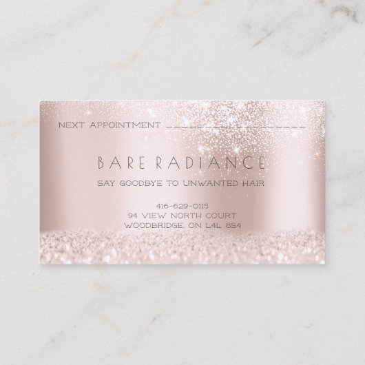 Electrolysis Hair Removal Appointment Roos Zand Afsprakenkaartje (Achterkant)