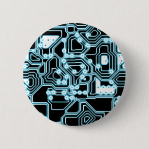 ElecTRON - Blauw / zwart Ronde Button 5,7 Cm