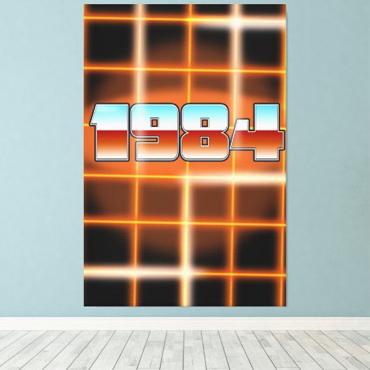 Electronic 1984 cartoon poster. canvas afdruk (Insitu (Houten vloer))