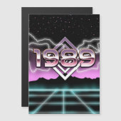 Electronic 1989 photoprint classic round sticker magnetische uitnodiging (Voorkant / Achterkant)