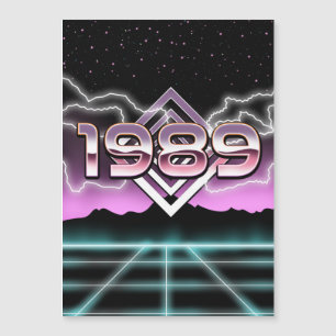Electronic 1989 photoprint classic round sticker magnetische uitnodiging