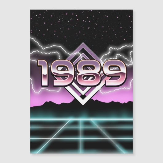 Electronic 1989 photoprint classic round sticker magnetische uitnodiging (Voorkant)